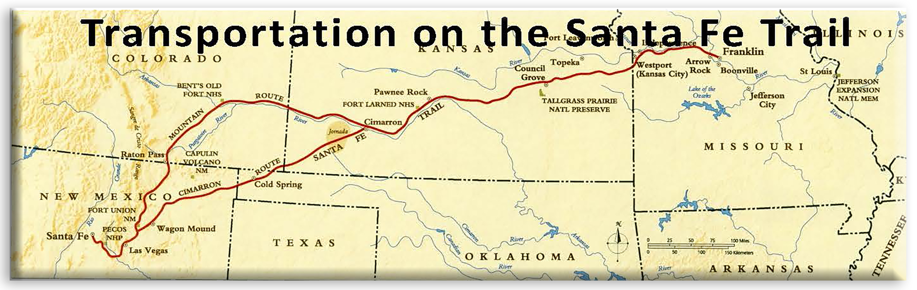 Map of the Santa Fe Trail.