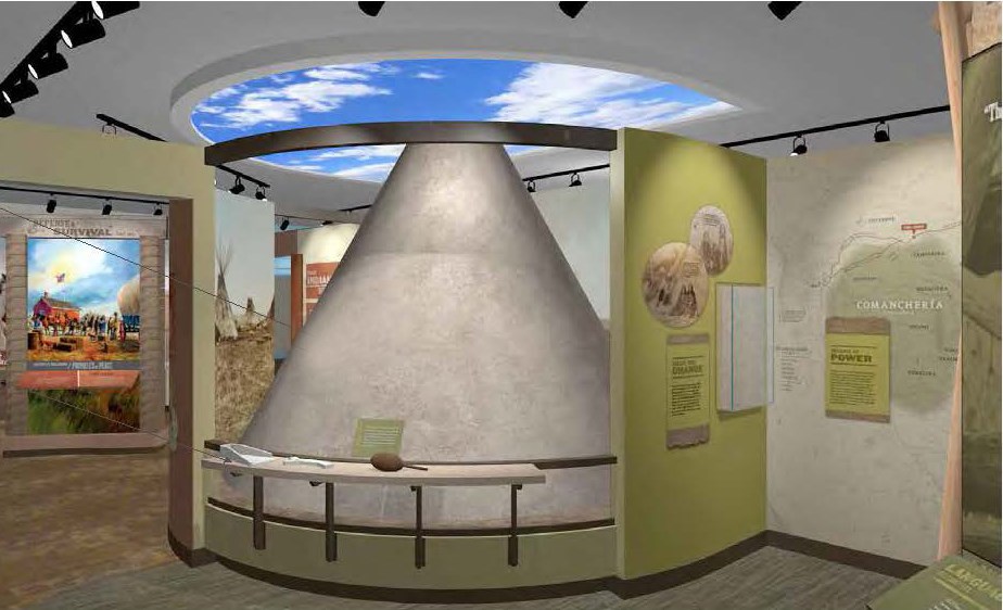 Conceptual image of American Indian section of new museum exhibits.