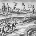 Timucuan Indians hunt alligators.