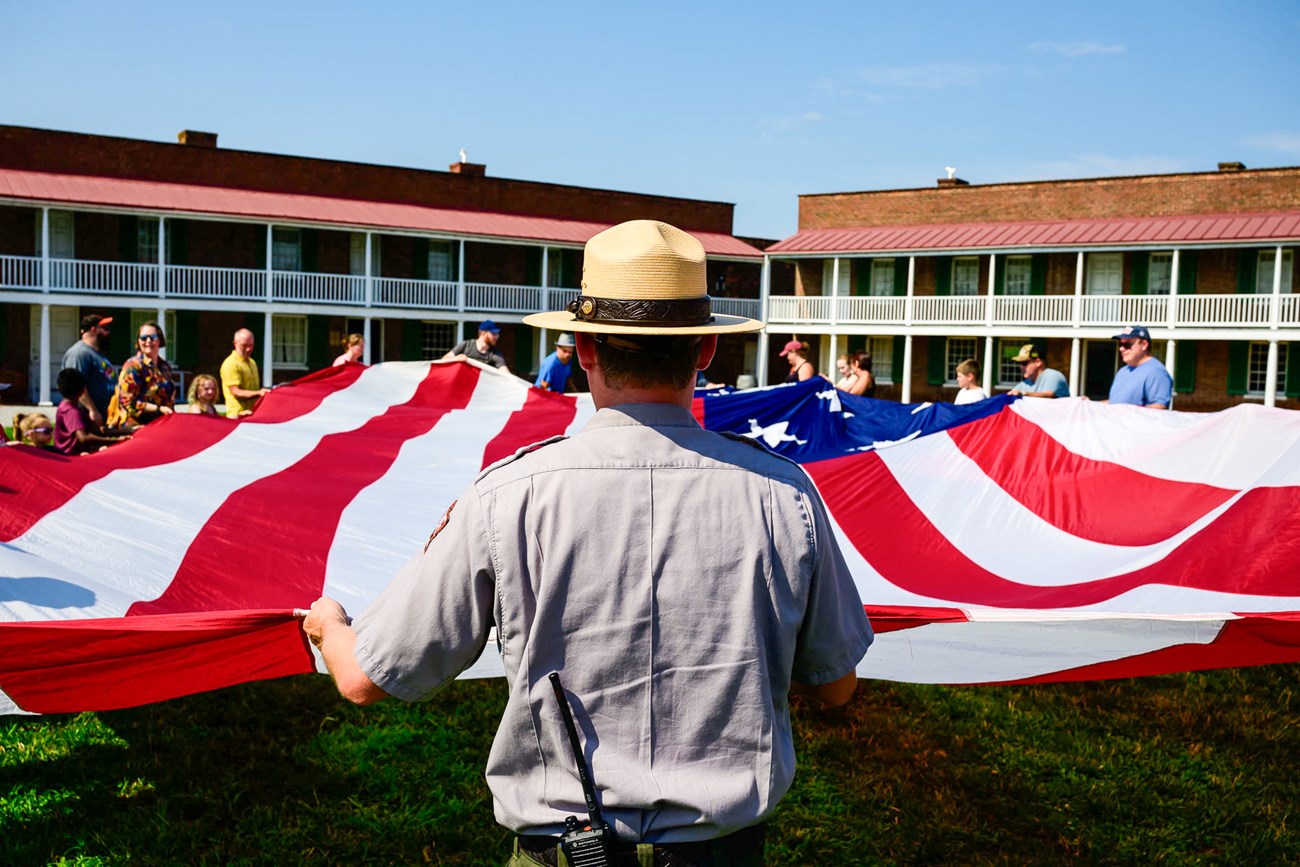A ranger giving a flag change program.