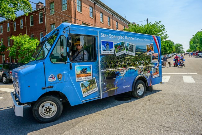 Park Ranger in mobile visitor center