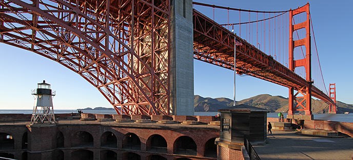 Fort Point barbette tier and Golden Gate Bridge