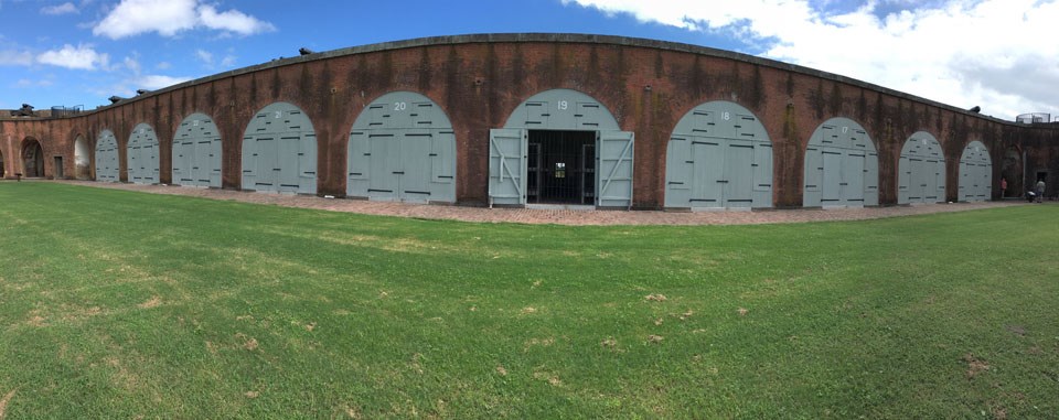 Modern view of the southeast corner of Fort Pulaski used as a prison during the American Civil War