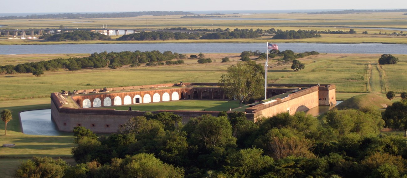 Aerial image of the fort and the surrounding landscape