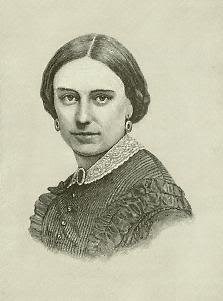 A sketch of a young woman with her hair in a bun