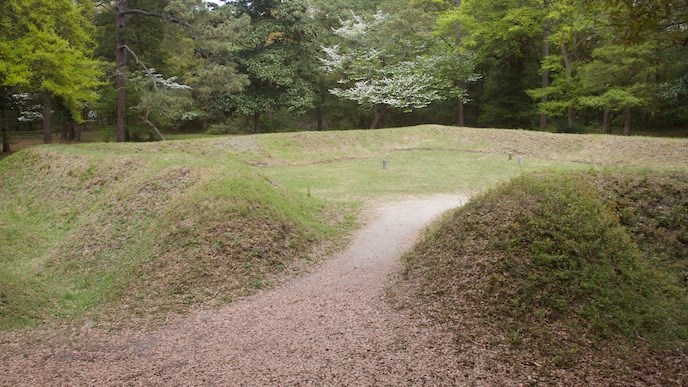 The reconstructed earthen fort.