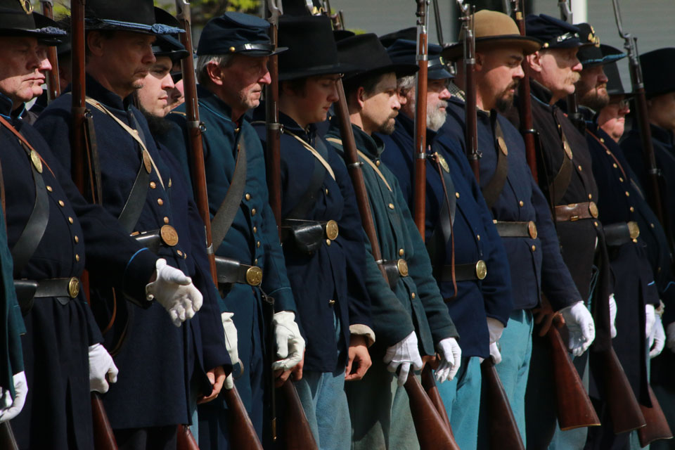Several Reenactors dressed as Union soldiers