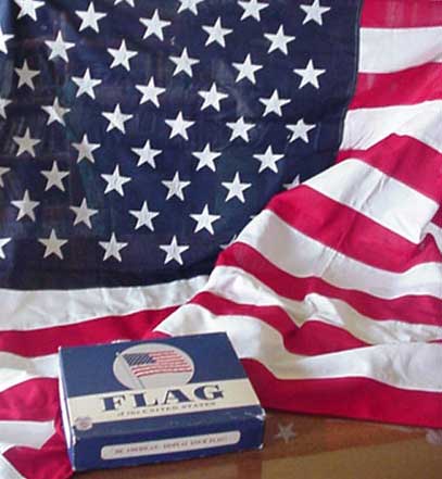 detail of American flag and its original box