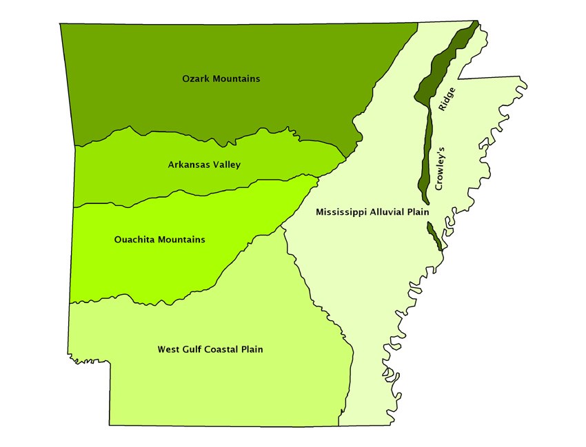 Natural Divisions of Arkansas Map