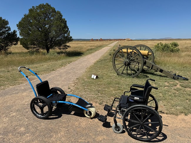 Wheelchairs available for loan on the trail be a cannon carriage.