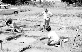 Image of archaeologists in the Village area in the 1960s.