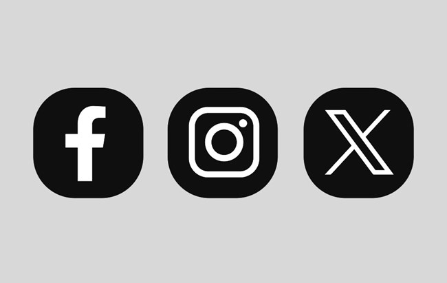 Image featuring the logos for Facebook, Instagram, and X.