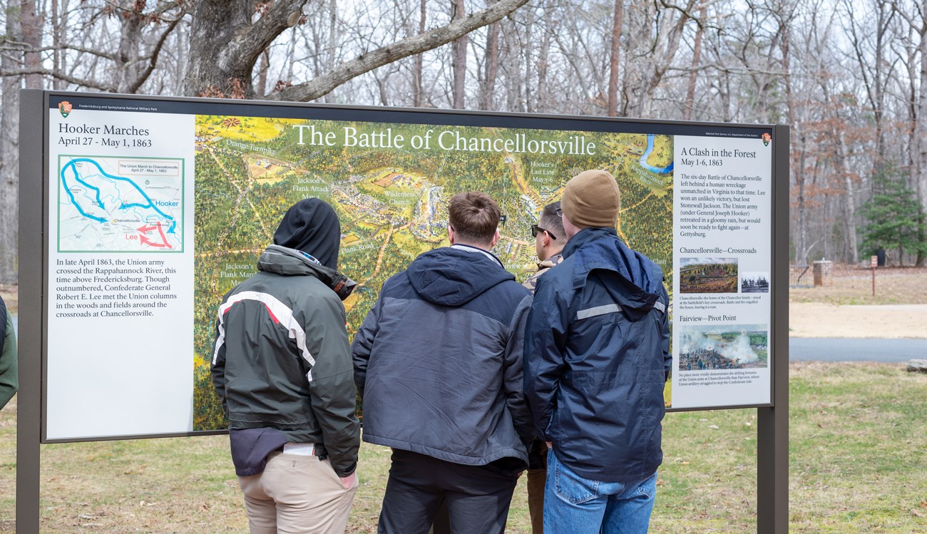 Visitors looking at Chancellorsville Battle Map