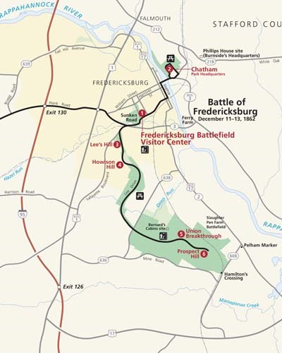Fredericksburg driving tour map