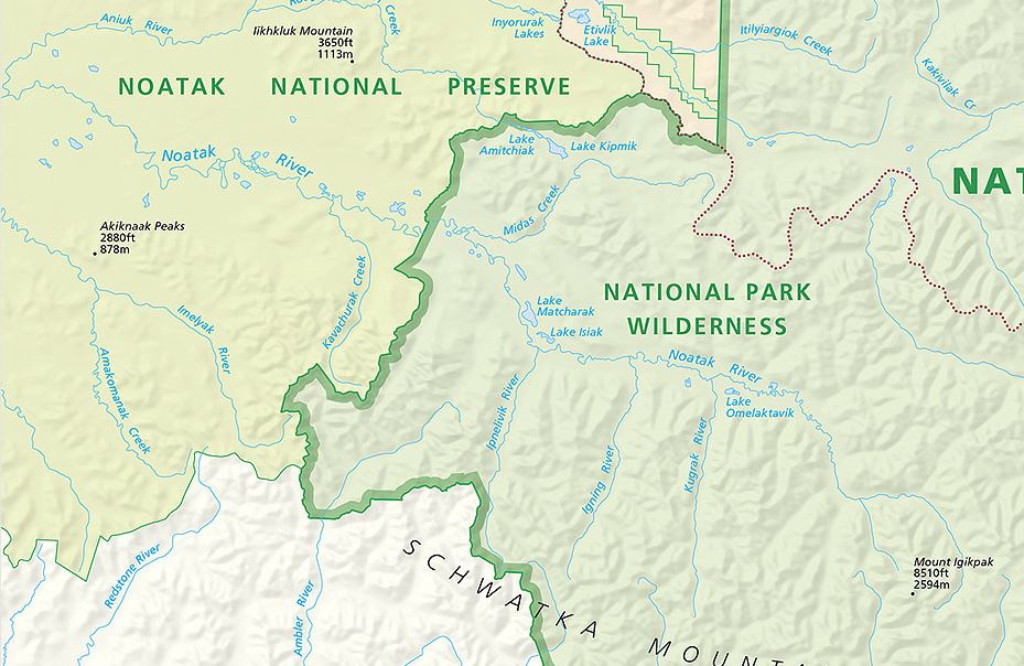 Park map of the Noatak River area