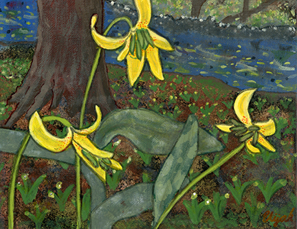 painting of large yellow wildflowers