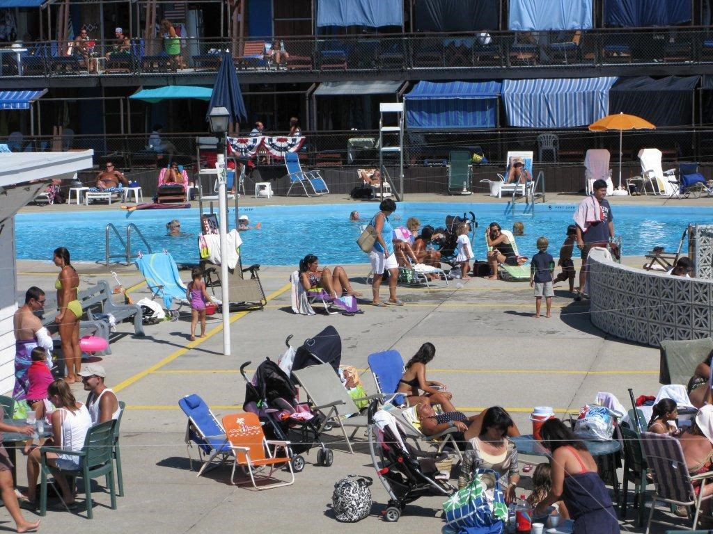 People around a pool
