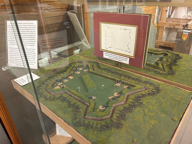 sketch and diorama on display
