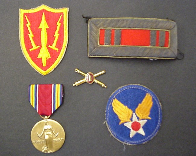 Selection of military insignia in the Gateway collection.