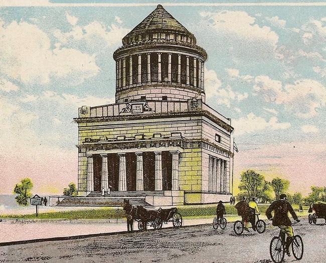 A drawing of the early tomb, in colored pencils