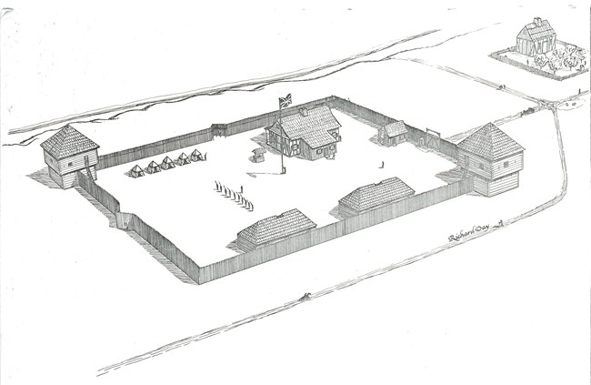Line drawing of Fort Sackville