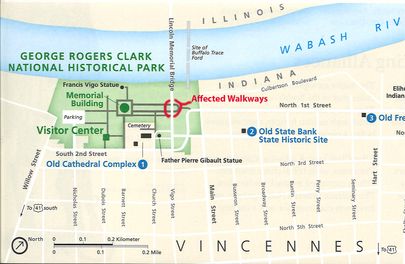 George Rogers Clark NHP map affected walkways
