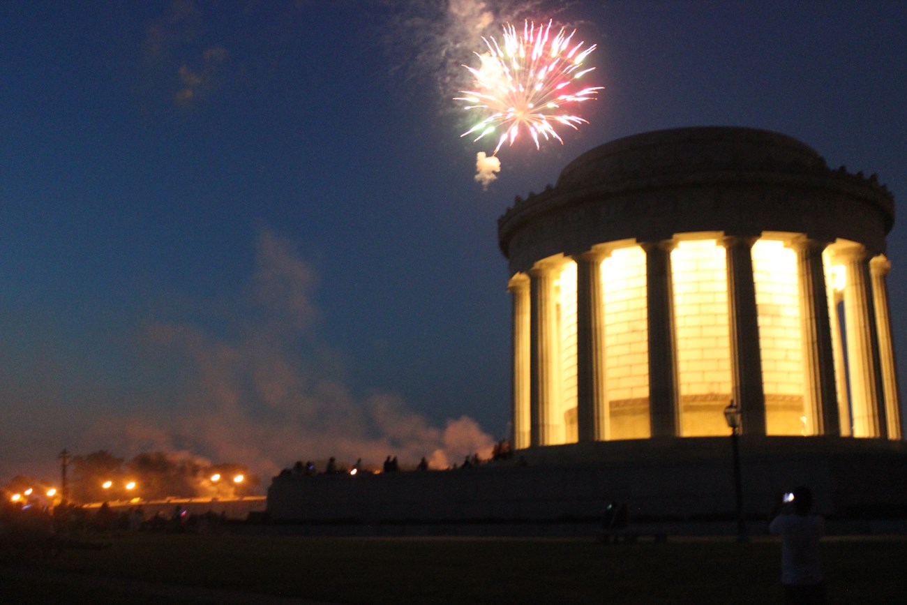 fireworks over the Clark memorial