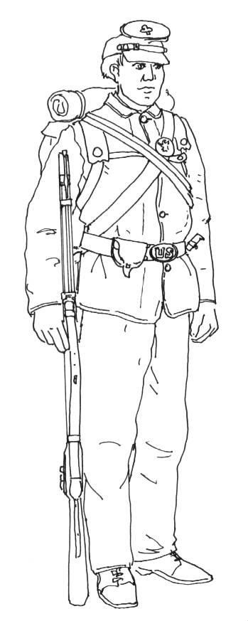Sketch of a US Civil War Soldier Standing with rifle