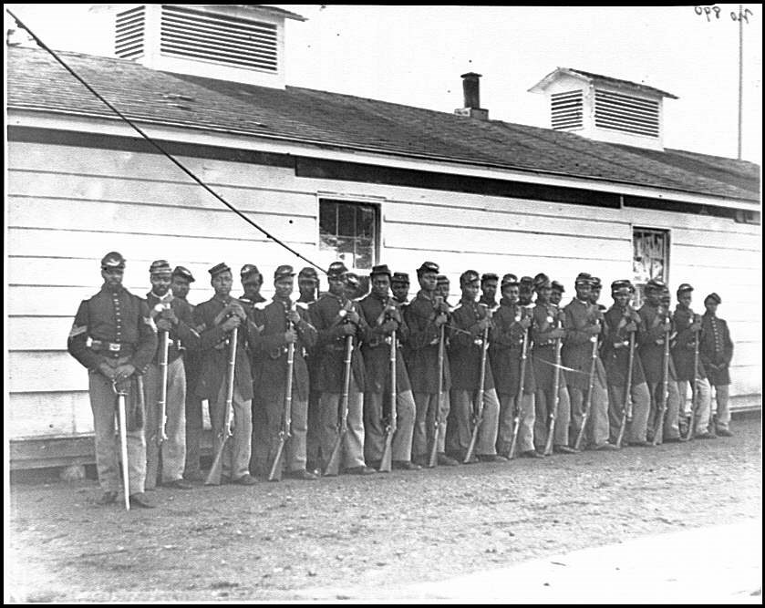 Photograph of Company E, 4th U.S. Colored Infantry, at Fort Lincoln