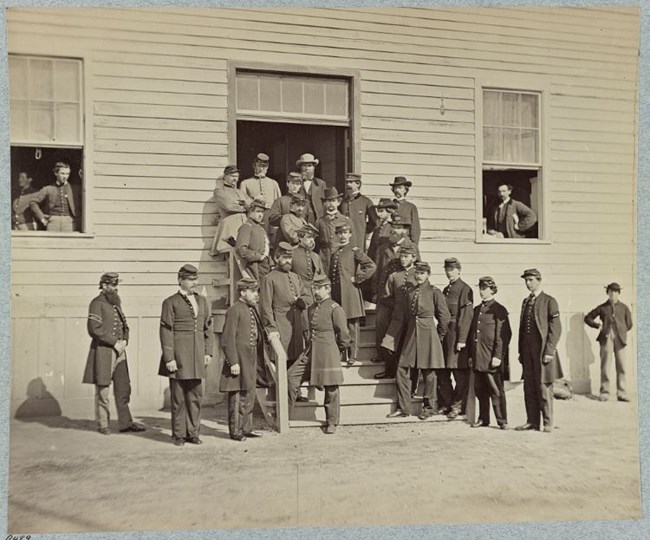 Photograph of surgeons and hospital stewards at Harewood Hospital, Washington, D.C.