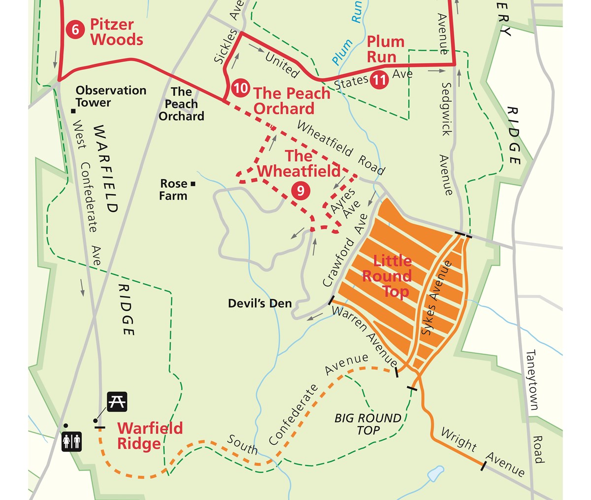 Auto Tour Detour Map Gettysburg National Military Park (U.S. National