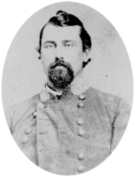 Black and white photograph of a man with black hair and a beard wearing a gray militay coat