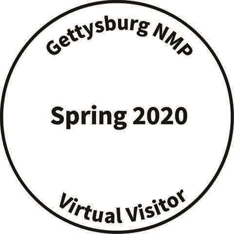 A black circle with Gettysburg NMP, Virtual Visitor, and Spring 2020 written inside the black circle.