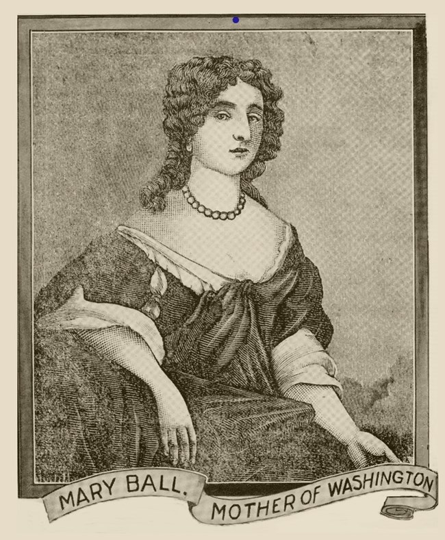 a portrait black and white drawing of a woman in a pearl necklace wearing a gown looking towards you.