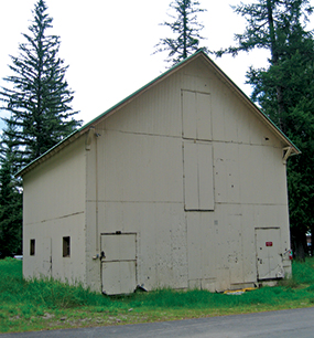 Large white building with broad side