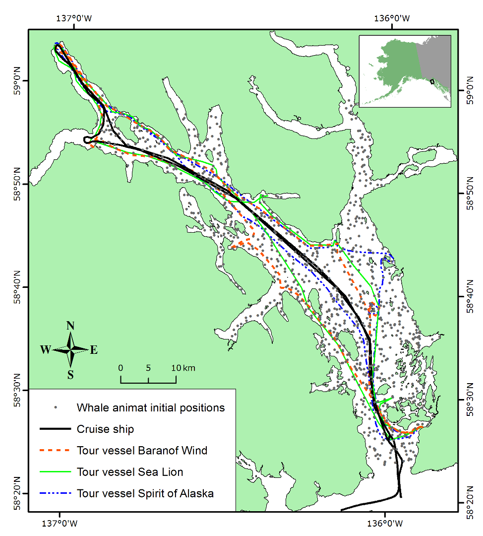 AIM map of Glacier Bay whales and vessel tracks