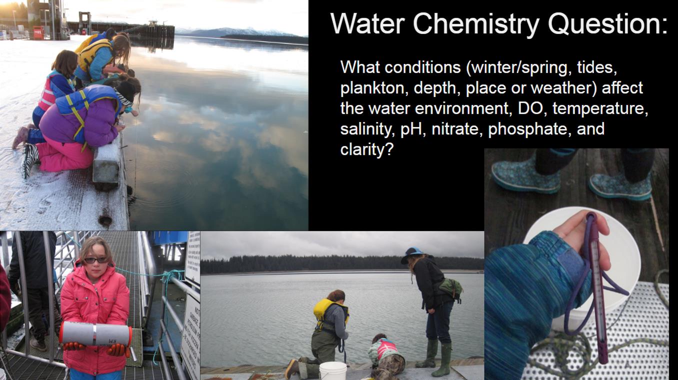 Students conduct water chemistry research in Glacier Bay. 