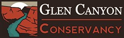 logo with illustration of canyon left of words Glen Canyon Conservancy