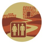 Illustration of restroom logo next to archaeological site