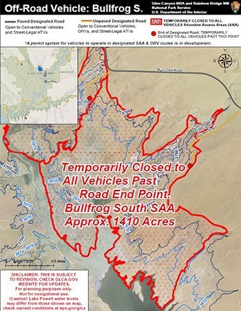 Thumbnail of Bullfrog South Shoreline Access Area Closure Map