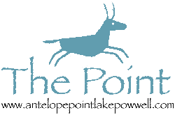 logo with stick figure antelope leaping over words The Point
