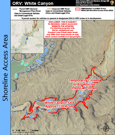 White Canyon Shoreline Access Area Map