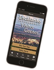 Smart phone showing Escalante app opening page