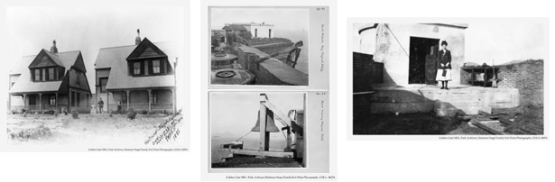 Images from the Hartmann Nagel Collection, featuring the lighthouse keepers homes, images of Fort Point and the Fog Bell, and Rankin's wife.