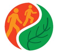 Healthy Parks Healthy People logo with two people hiking and leaf