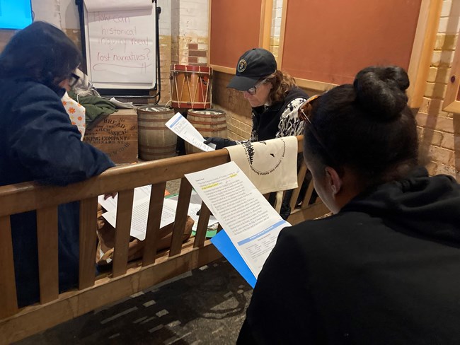 Educators participate in a teacher workshop at Fort Point.