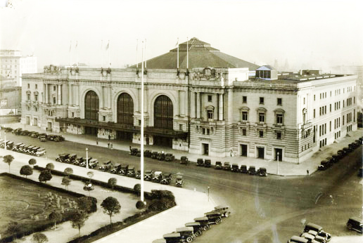 large formal public building near public park