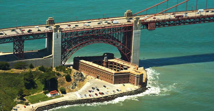 brick historic fort under bridge