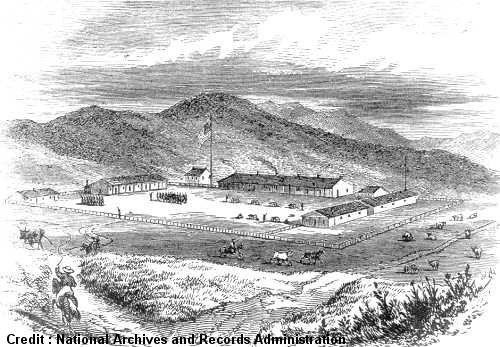 Artist's illustration of the Presidio in 1850.