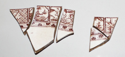 small pieces of brown and white ceramics